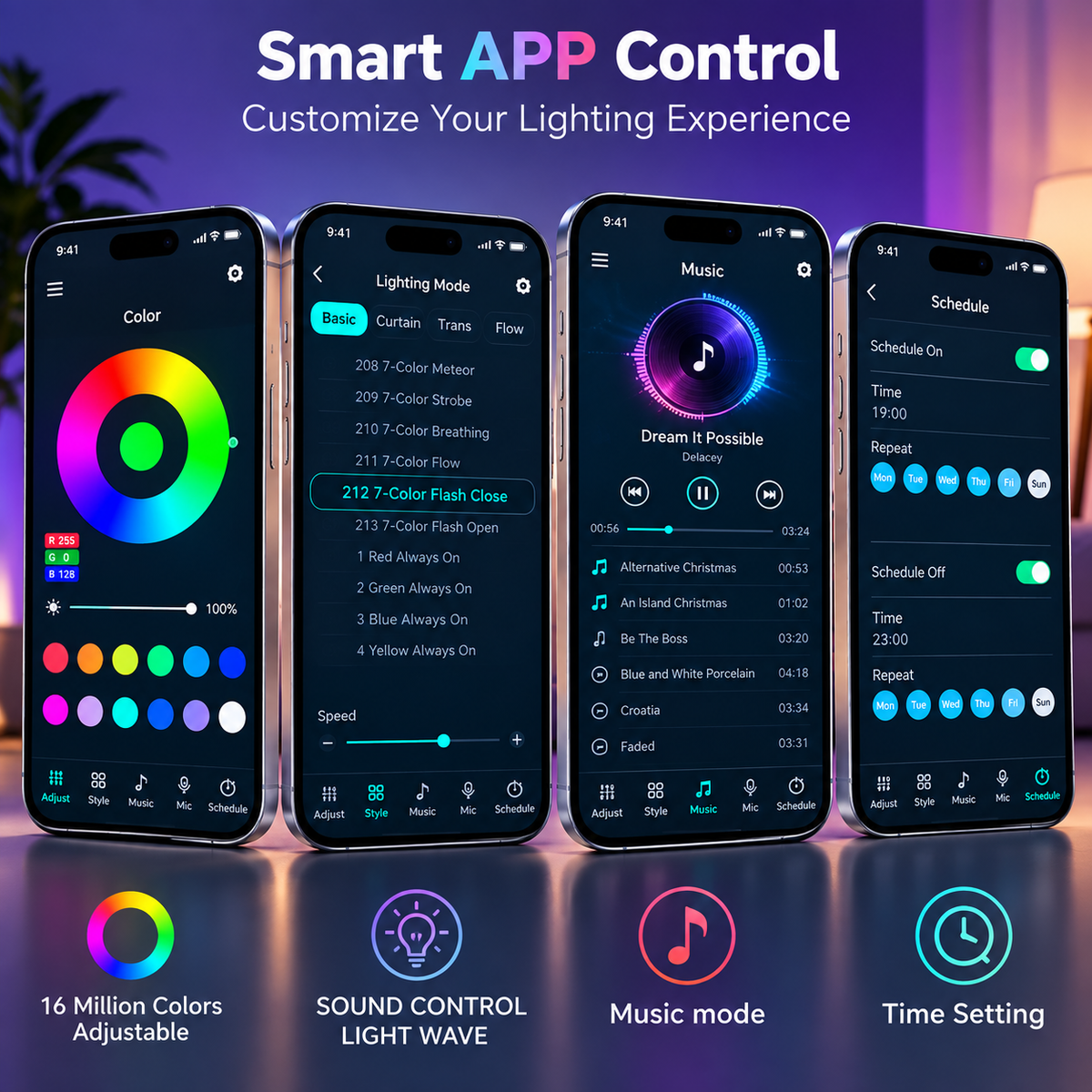 Smarte Feuerwerk LED-Leuchte | App-Steuerung & Musik-Sync, 16 Mio. Farben