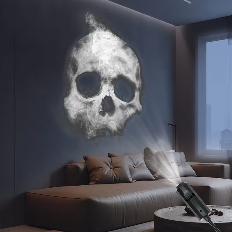 Drehbare Totenkopf LED-Projektorlampe mit USB – Verstellbares Nachtlicht für Halloween