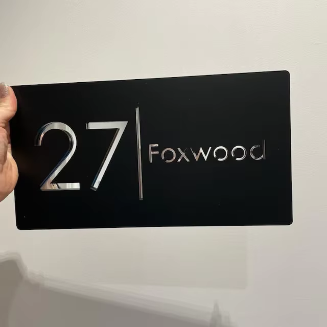 Acryl Hausnummernschild Modern Außen Wetterfest für Fassade und Hauseingang Matt Schwarz 3D Optik