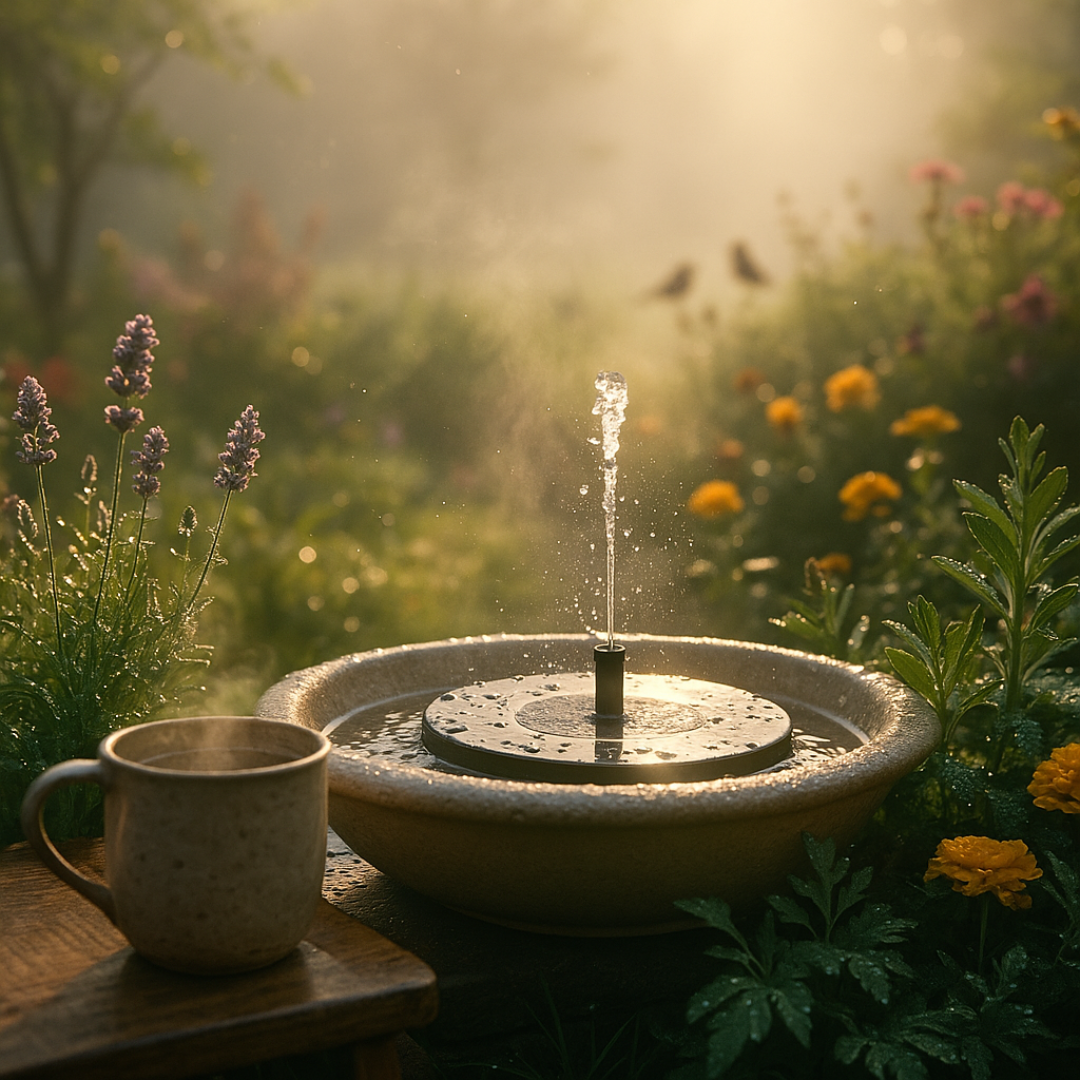 Solarbrunnen Garten Solarbetrieben für Teich und Vogelbad mit Springbrunnenfunktion und automatischem Betrieb