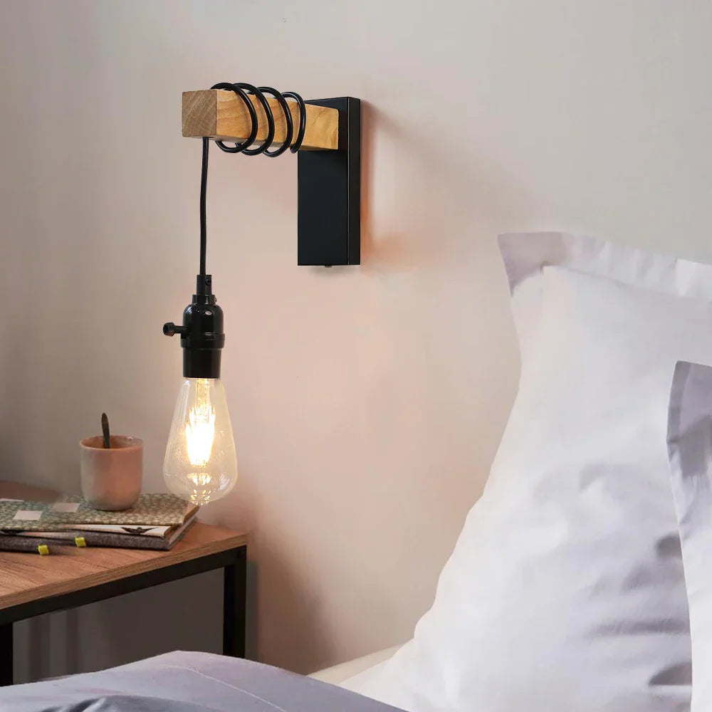 OakSteel LED-Wandleuchte aus Holz & Metall – Rustikales Design für Wohnzimmer