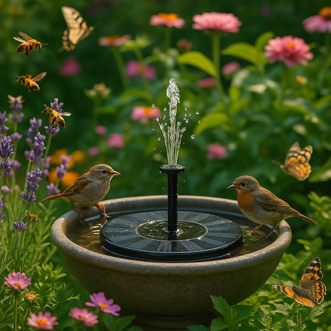 Solarbrunnen Garten Solarbetrieben für Teich und Vogelbad mit Springbrunnenfunktion und automatischem Betrieb