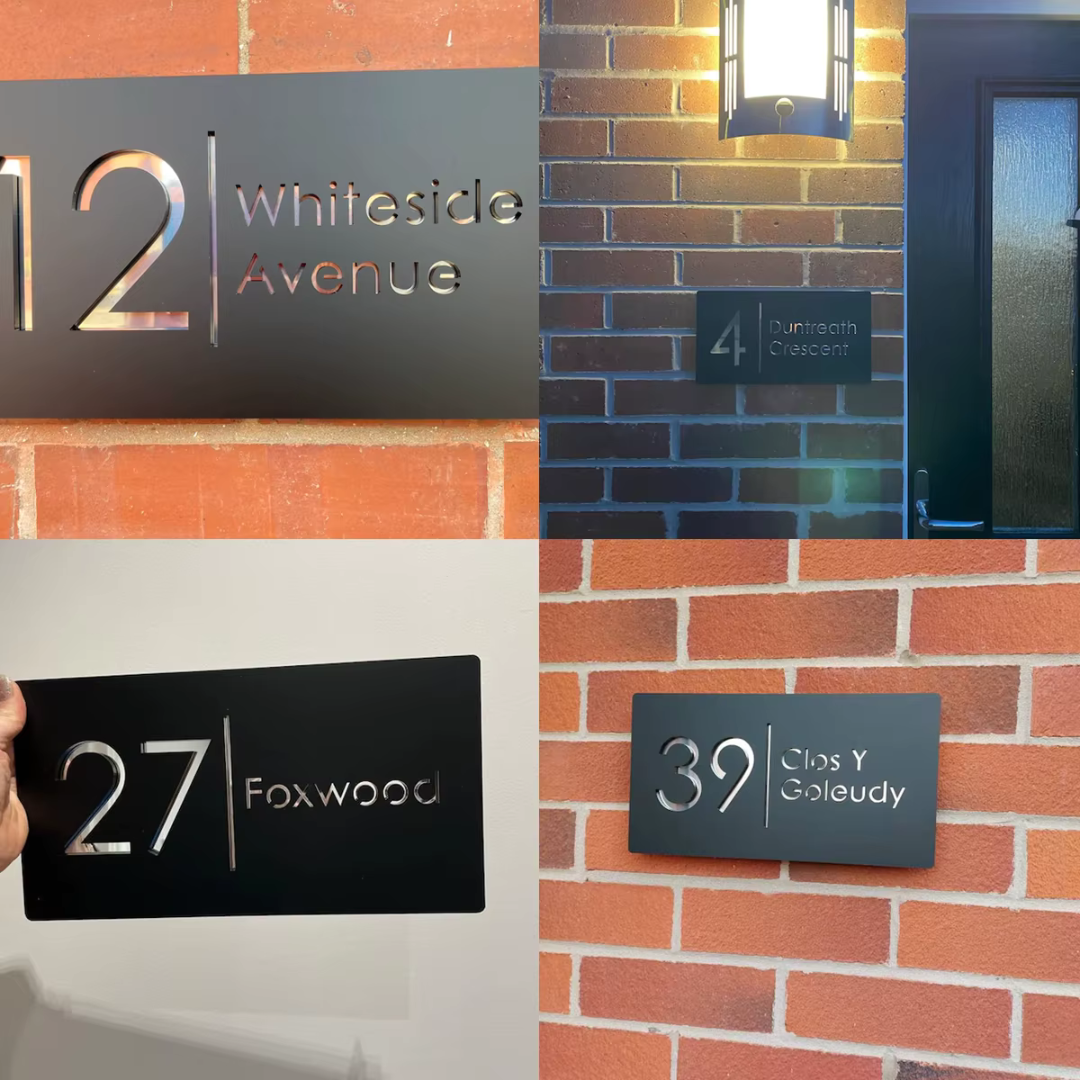 Acryl Hausnummernschild Modern Außen Wetterfest für Fassade und Hauseingang Matt Schwarz 3D Optik