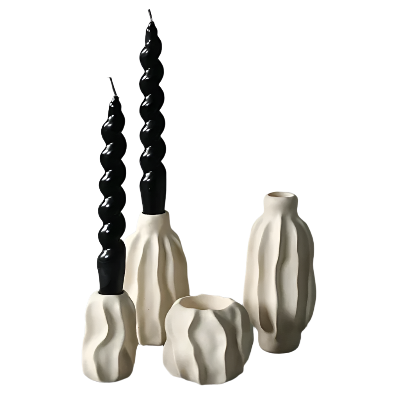 LumoForm Kerzenhalter Modern Skulptur-Design Schwarz für Innenräume