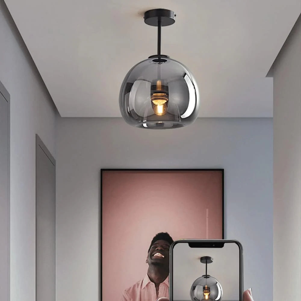 AuriLume Deckenlampe Modern Glas Kupferoptik für Wohnzimmer