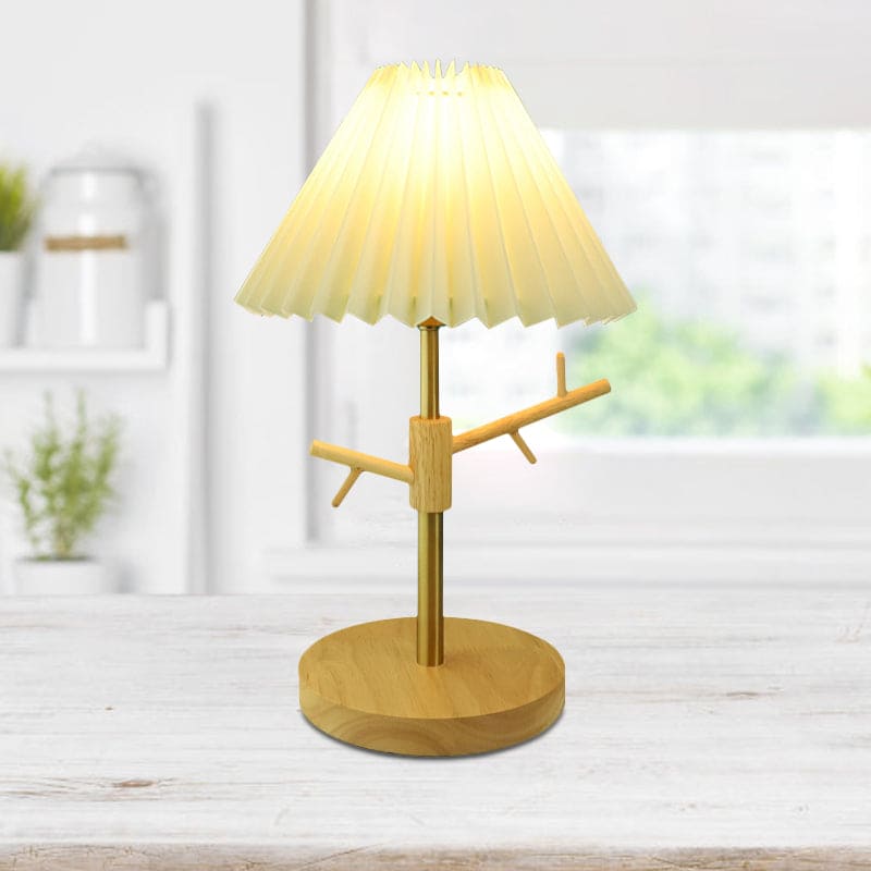 FoldaNord Nachttischlampe Skandi-Stil Holzregal Weiß Schlafzimmer