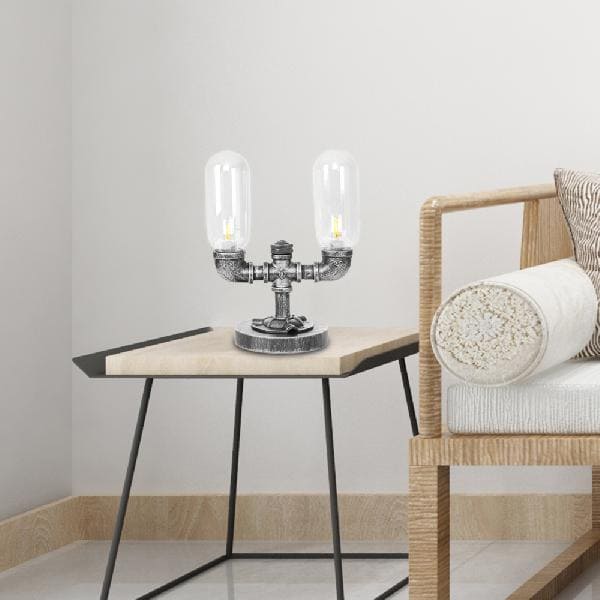AmberLux Glas-Tischlampe Kapstil Klar für Wohnzimmer
