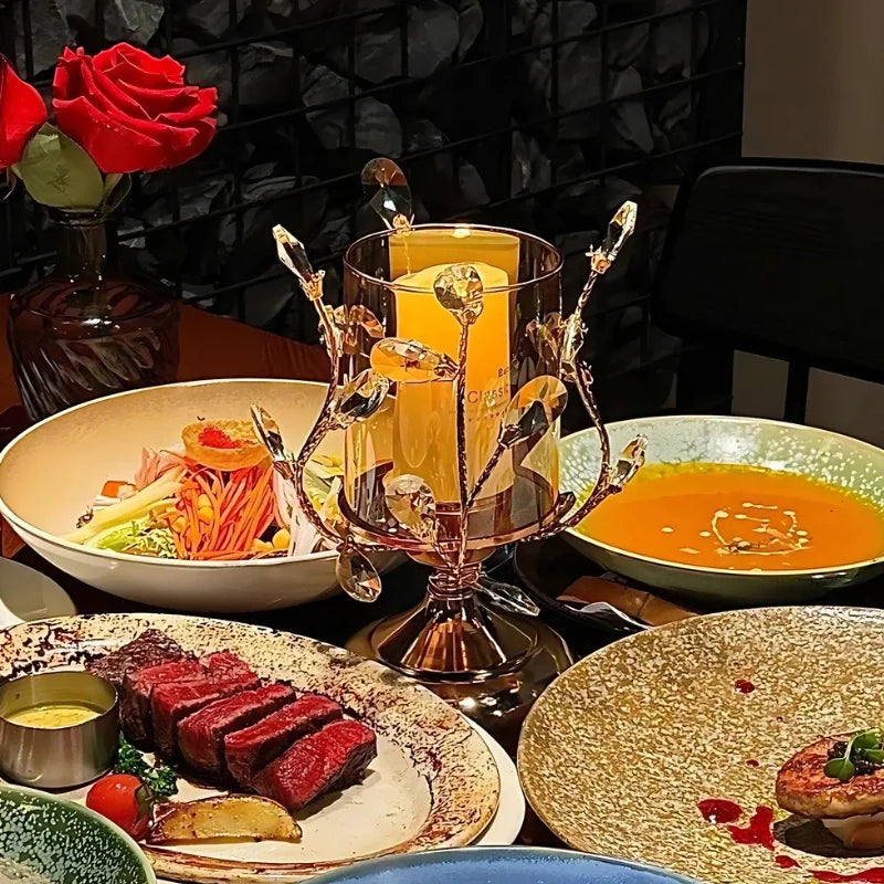 LumoPetal Kerzenhalter Blüten-Design Vintage Gold für Tischdeko