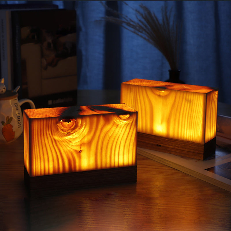 HolzGlow – Moderne LED-Tischlampe mit Akku & Touch, Schlafzimmer