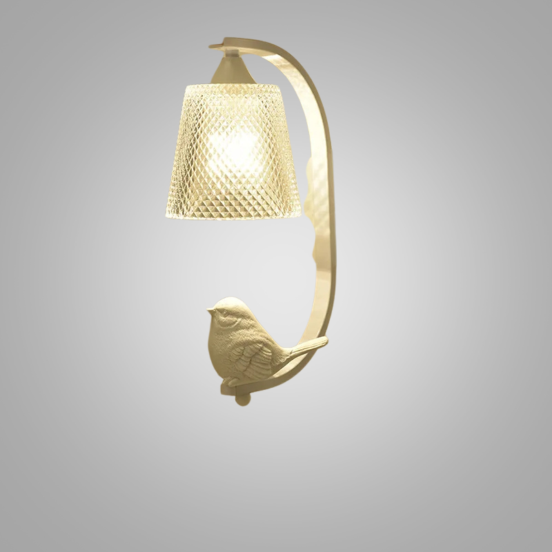 BirdLuxe - Elegante Wandleuchte mit Vogeldesign - Holz und Glas für das Schlafzimmer