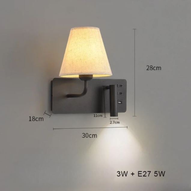 ShineNest - Moderne Wandlampe mit USB-Leselicht