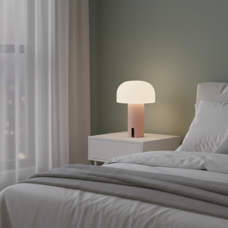 EuroPilz Tischlampe – Pilzform, Europäischer Stil, Weiß, für Wohnzimmer