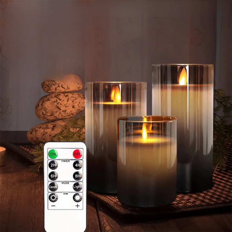 Flamora LED-Kerzenset Flackerlicht Eleganz Warmweiß für Terrasse