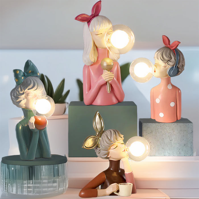 Handgefertigte LED Tischlampe aus Holz für Wohnzimmer & Schlafzimmer