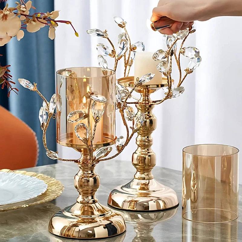 LumoPetal Kerzenhalter Blüten-Design Vintage Gold für Tischdeko