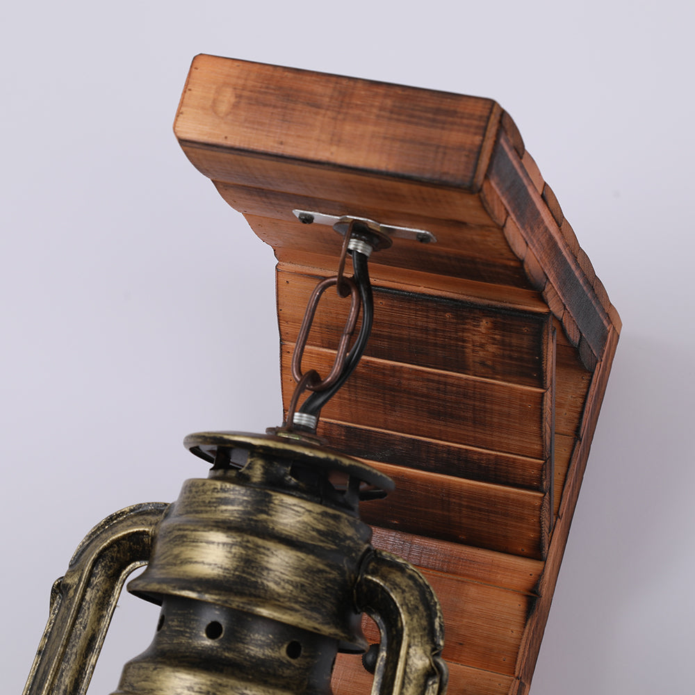 Rustika – Holz & Metall LED-Wandleuchte