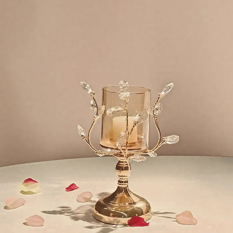 LumoPetal Kerzenhalter Blüten-Design Vintage Gold für Tischdeko