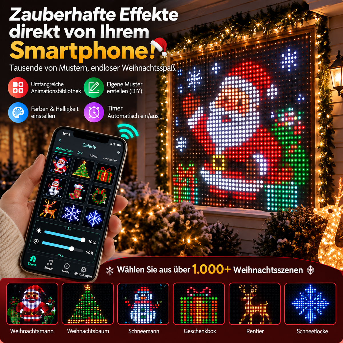 Intelligente RGB LED Pixel Vorhänge | App-gesteuerte Beleuchtung für Außenbereich Dekoration