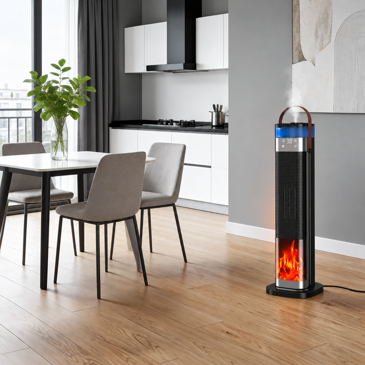 Heizlüfter Keramik 1500 W mit PTC und Schwenkfunktion, Turmdesign