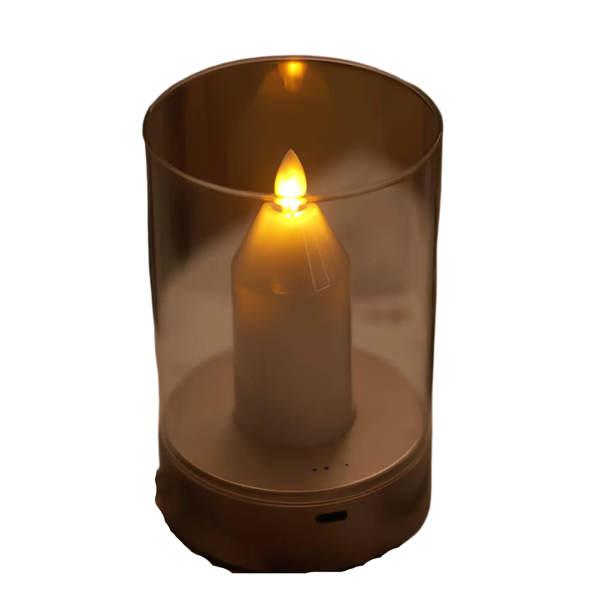 AmberLuma Kerzenlampe Retro Look LED flackernd gold Terrasse