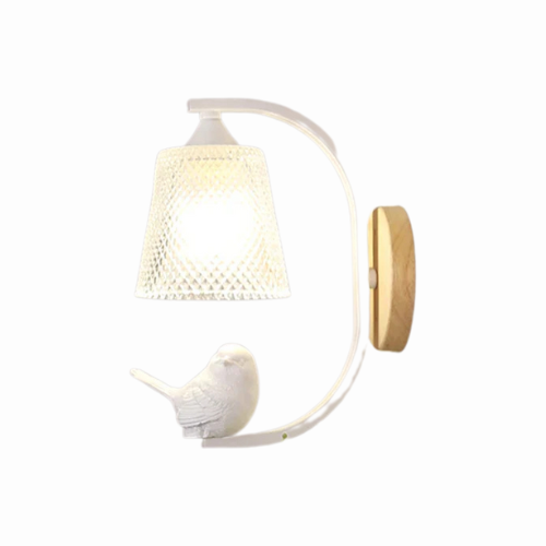 BirdLuxe - Elegante Wandleuchte mit Vogeldesign - Holz und Glas für das Schlafzimmer