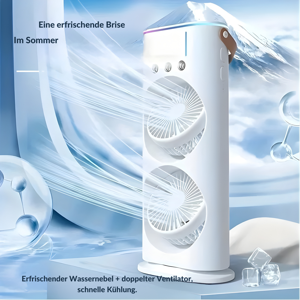 Tragbarer Ventilator | Doppelkopf-Design, USB-Ladefunktion