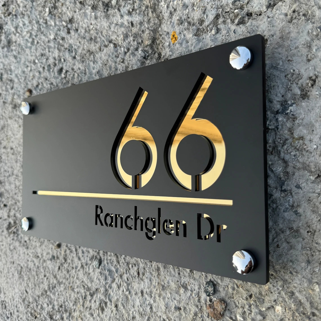 Acryl Hausnummernschild Modern Außen Wetterfest für Fassade und Hauseingang Anthrazit 3D Optik