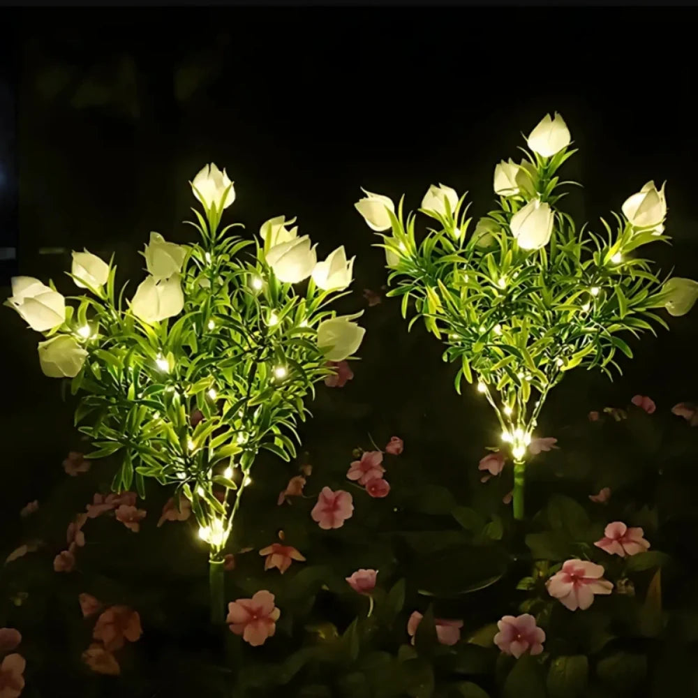LumoBloom Solar Gartenlichter Blumenoptik bunt für Außenbereich