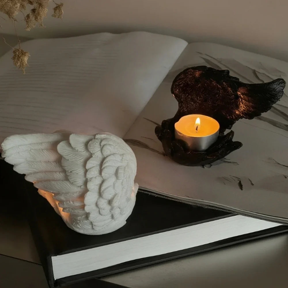 LumoWings Kerzenhalter Engelsflügel Design Weiß für Innenräume