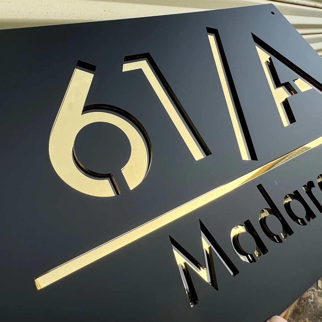 Acryl Hausnummernschild Modern Außen Wetterfest für Fassade und Hauseingang Anthrazit 3D Optik