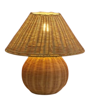 LumiFlecht Tischlampe Boho Stil Rattanoptik Warmlicht für Wohnzimmer