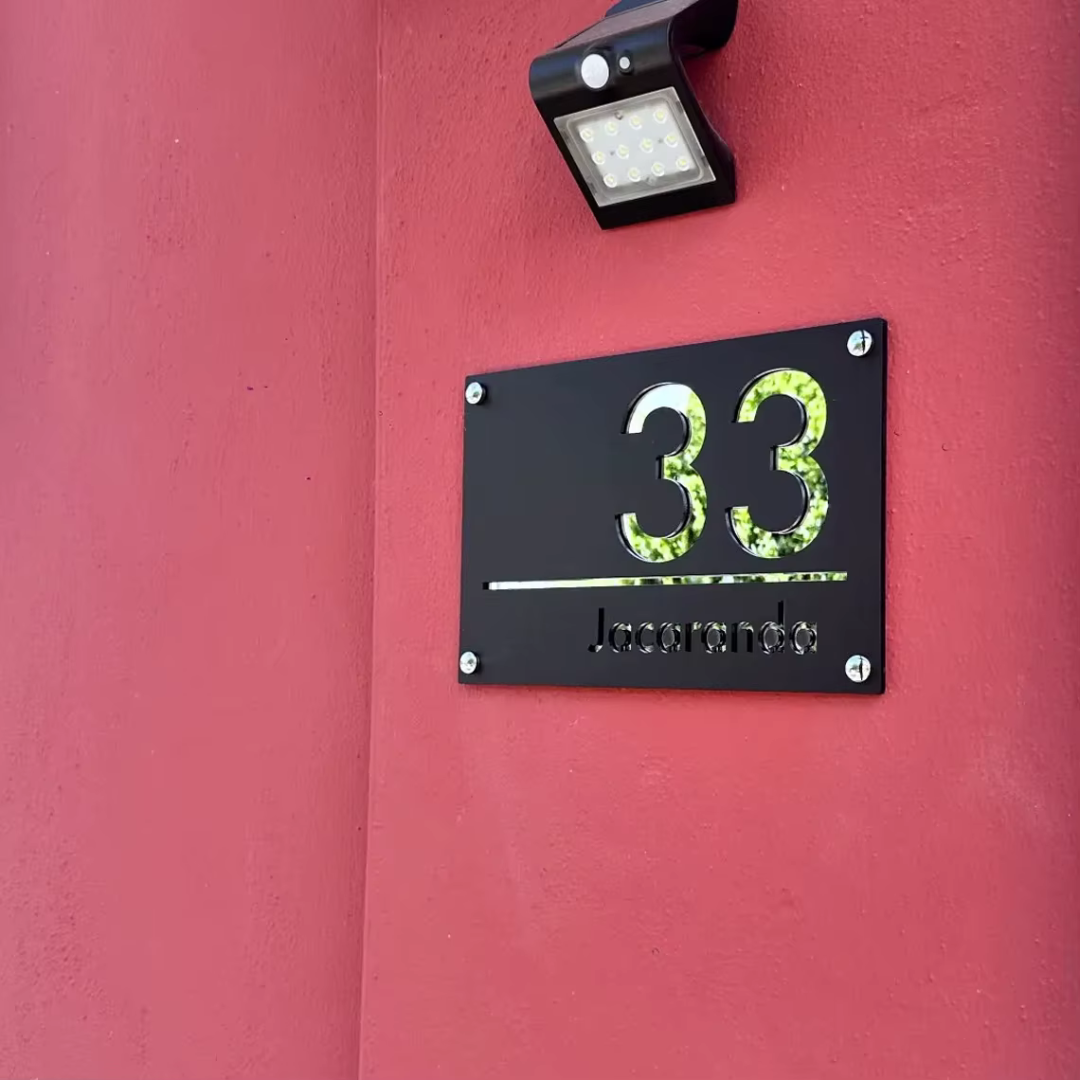 Acryl Hausnummernschild Modern Außen Wetterfest für Fassade und Hauseingang Anthrazit 3D Optik