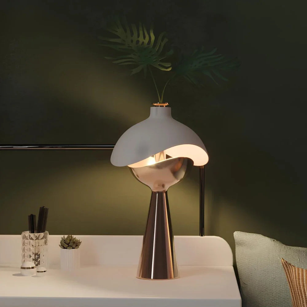 LumoKuppel Skulptur-Tischlampe Modern LED Design Weiß für Wohnzimmer
