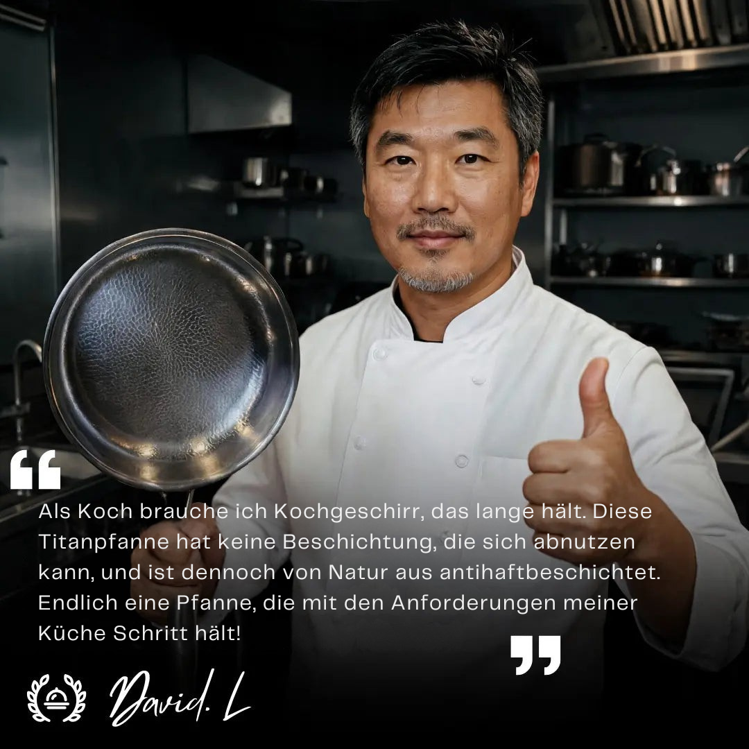Wok-Pfanne aus Titan | Hammerschlag-Design, induktionsgeeignet
