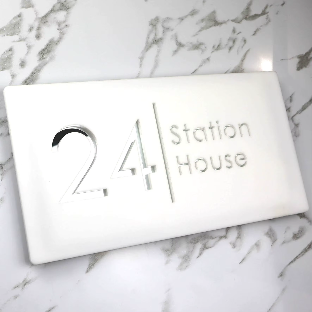 Acryl Hausnummernschild Modern Außen Wetterfest für Fassade und Hauseingang Matt Schwarz 3D Optik