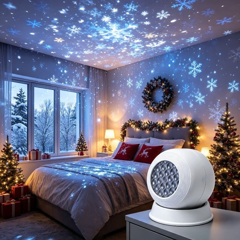 LED-Schneeflocken-Projektor Modern – 360° Drehung, USB, Sanftes Licht