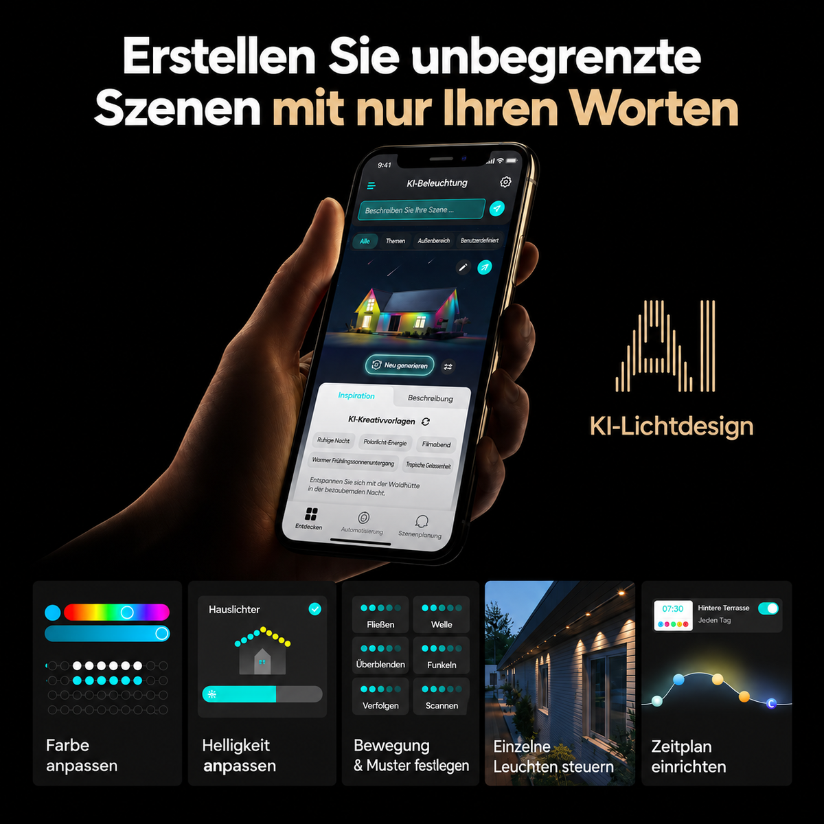 Intelligente, permanente, mehrfarbige LED-Außenbeleuchtung