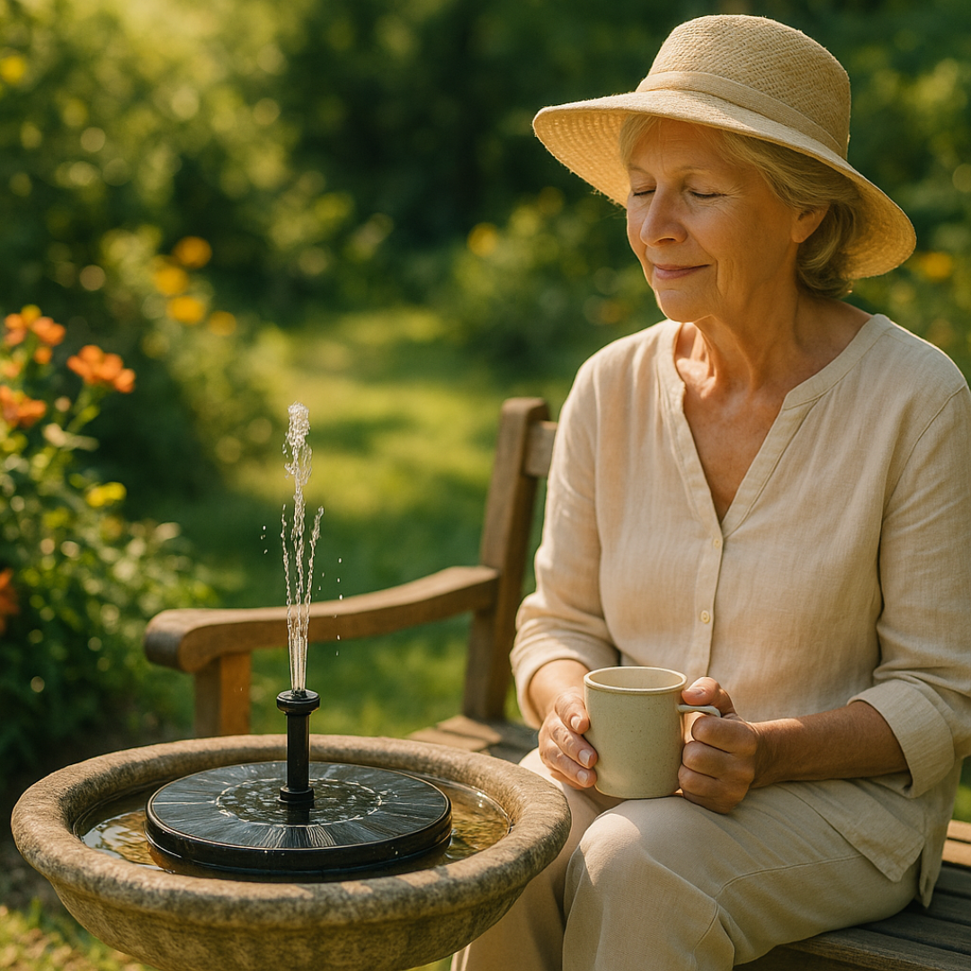 Solarbrunnen Garten Solarbetrieben für Teich und Vogelbad mit Springbrunnenfunktion und automatischem Betrieb