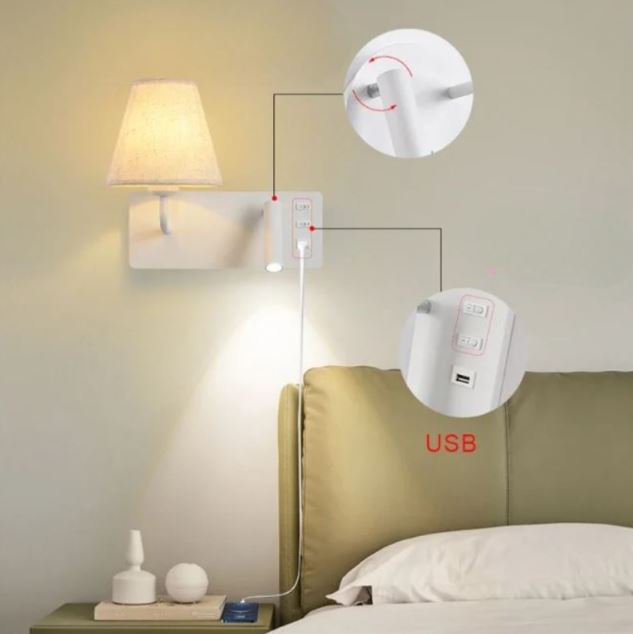 ShineNest - Moderne Wandlampe mit USB-Leselicht