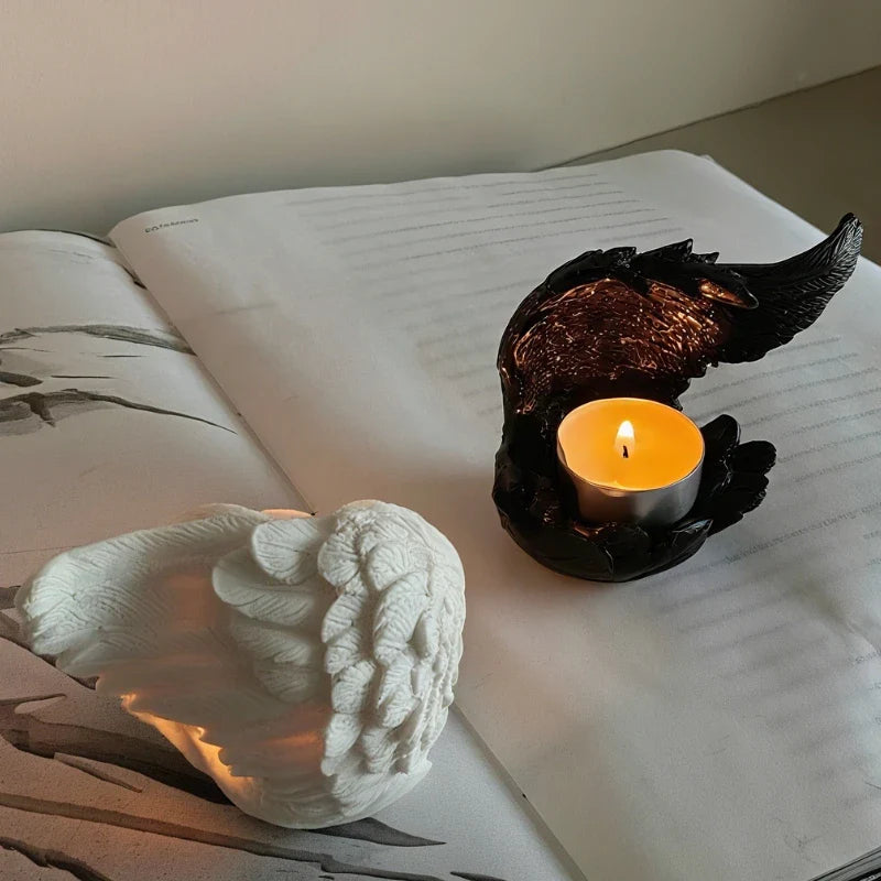 LumoWings Kerzenhalter Engelsflügel Design Weiß für Innenräume