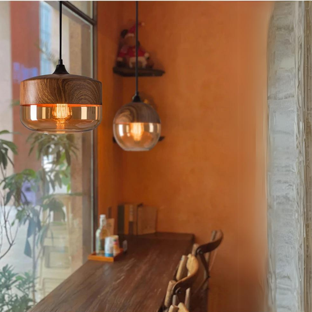 SkandiWood – Stilvolle LED-Deckenleuchte, Holzfinish, Wohnzimmer