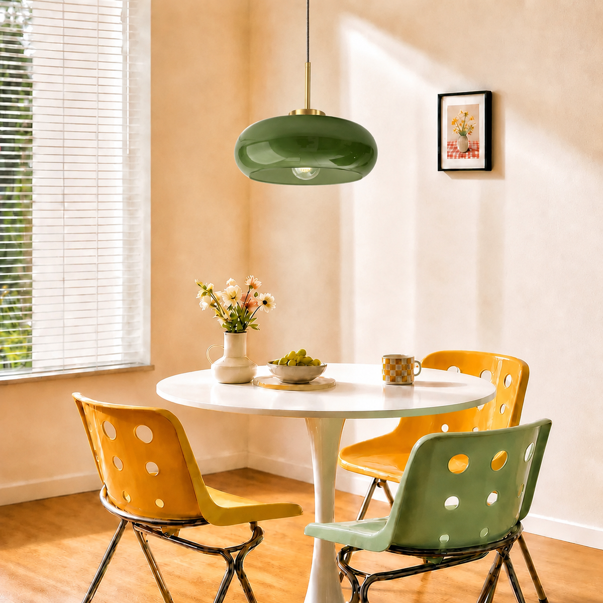 Pendelleuchte Glas Transparent Ø25 cm – Geometrische Form, E27, Deckenmontage