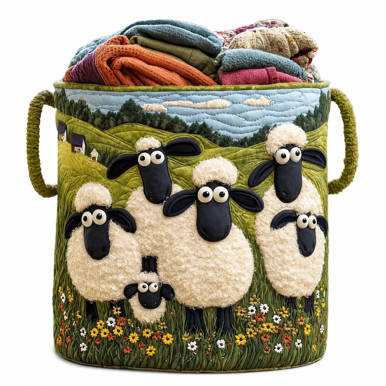 Aufbewahrungskorb Gesteppt Baumwoll-Polyester Beige 40 × 50 cm – Verstärkte Griffe, Formstabil, Faltbar