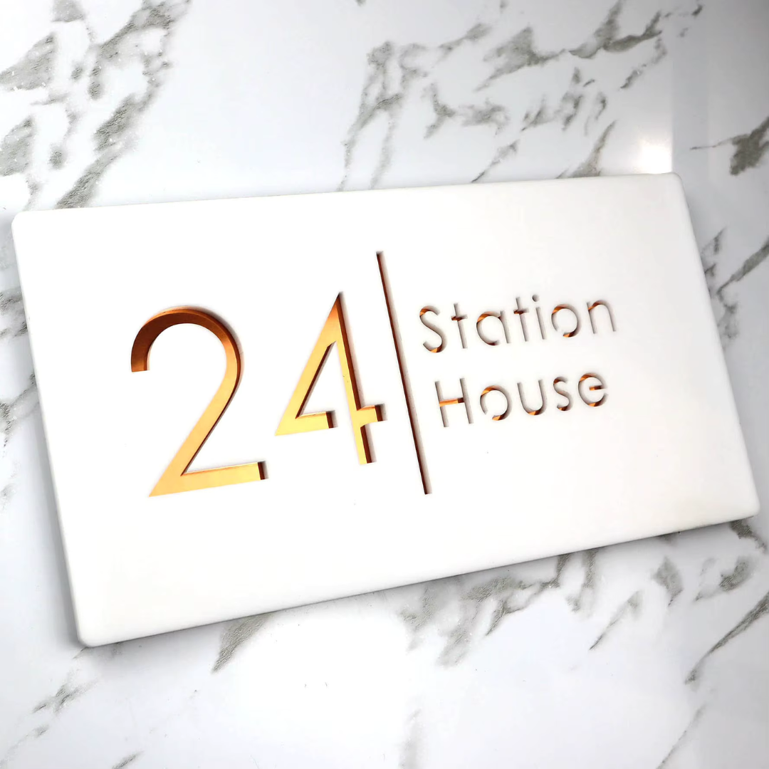 Acryl Hausnummernschild Modern Außen Wetterfest für Fassade und Hauseingang Matt Schwarz 3D Optik