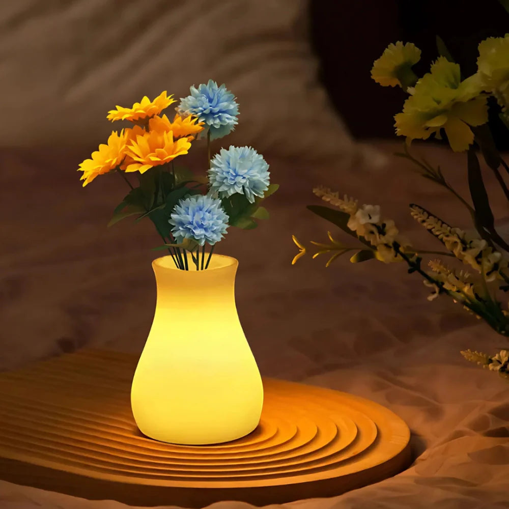 LumoVase LED Blumenvase – Leuchtdeko Weiß für Garten & Balkon