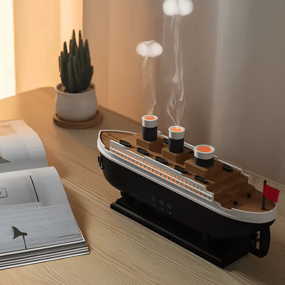 AquaDamp Mini-Luftbefeuchter Schiff-Design LED Weiß für Schlafzimmer