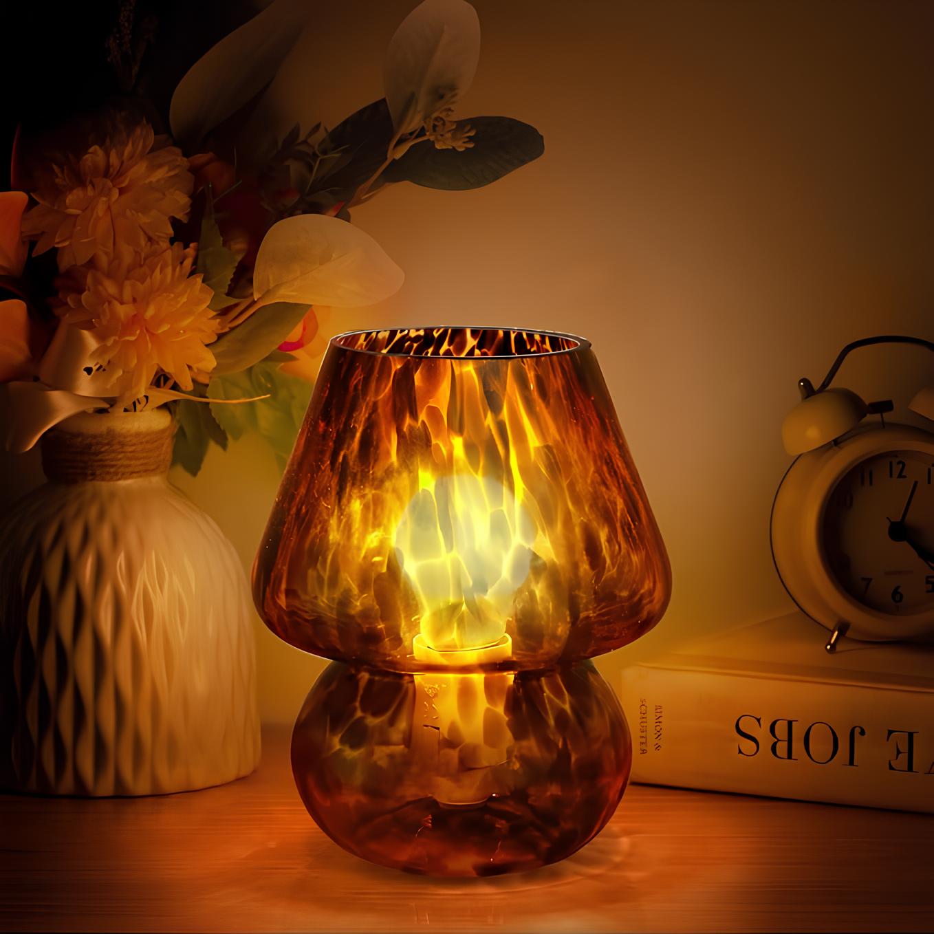 LumoGlas Vintage Glaslampe – handgefertigt amber für Wohnzimmer