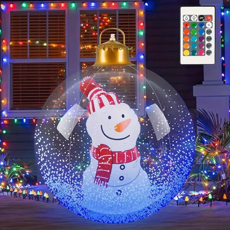 Leuchtende Weihnachtskugel 60 cm mit LED und Fernbedienung, Outdoor Deko mit Schneemann, Weihnachtsmann, Baum oder Rentier