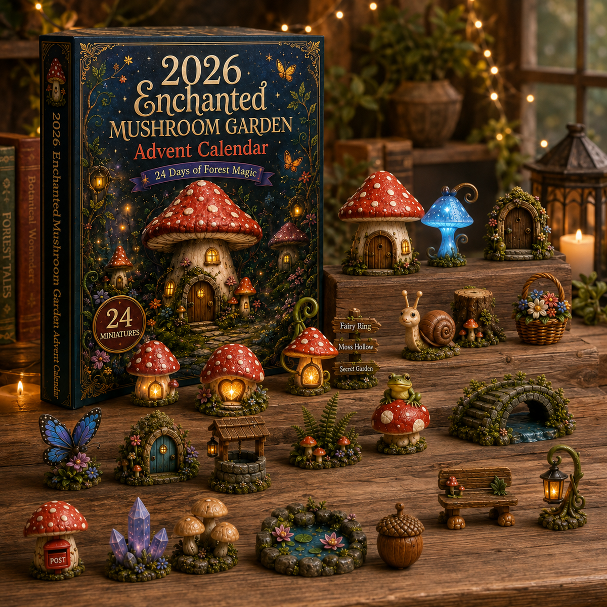 Adventskalender „Verzauberter Pilzgarten“ 2026 – Märchenhafte Miniaturüberraschungen für Kinder zum Befüllen 5