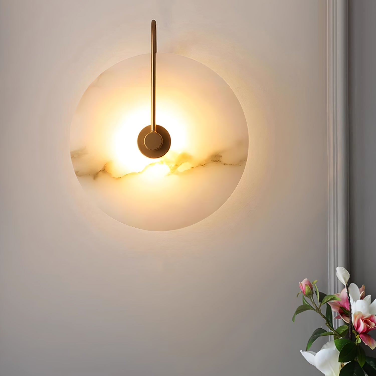 LumaAlba Wandleuchte – Modern, LED, Alabaster-Optik, Für Flur